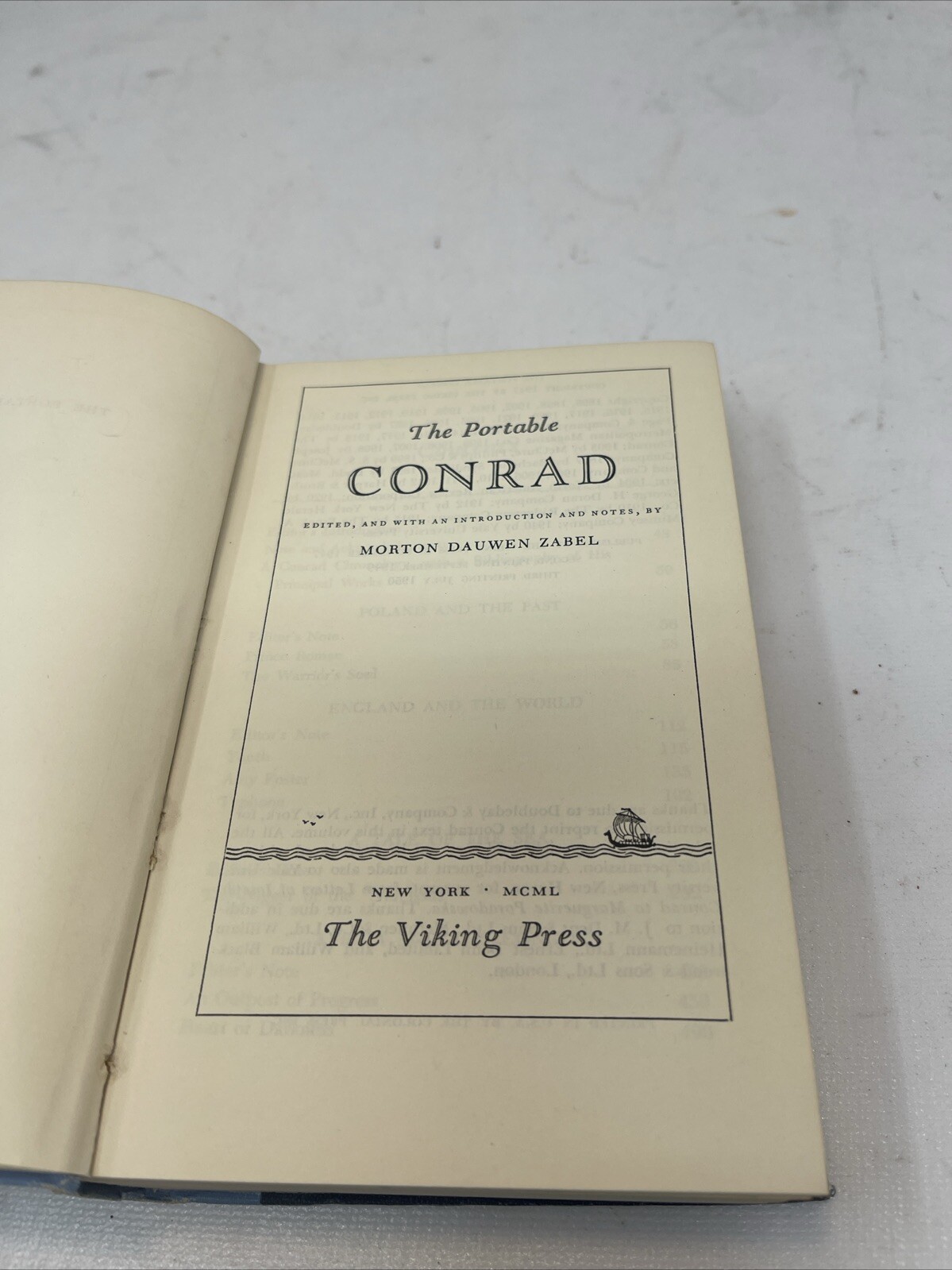 The Portable Conrad – Morton Dauwen Zabel – Viking Press – Third Printing 1950