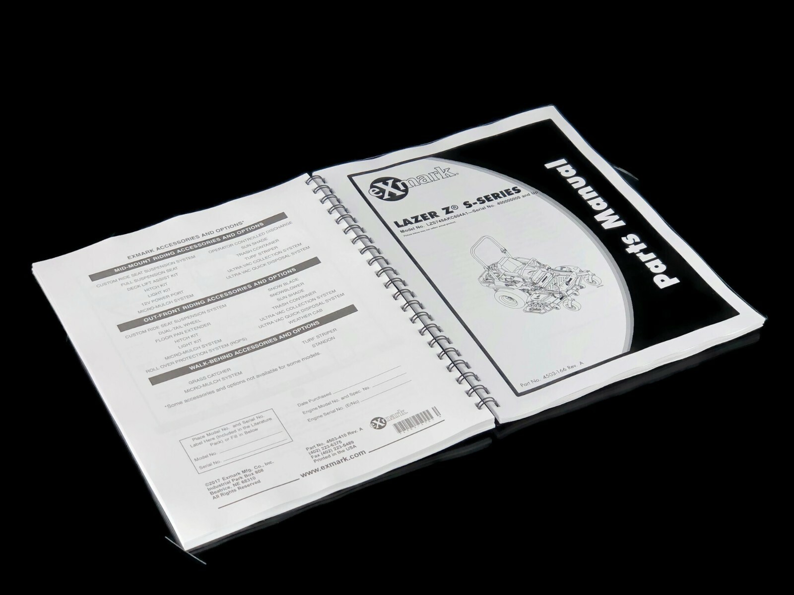 eXmark Lazer Z Operator & Part List Schematics LZS749AKC604A1 SN# 400000000-402