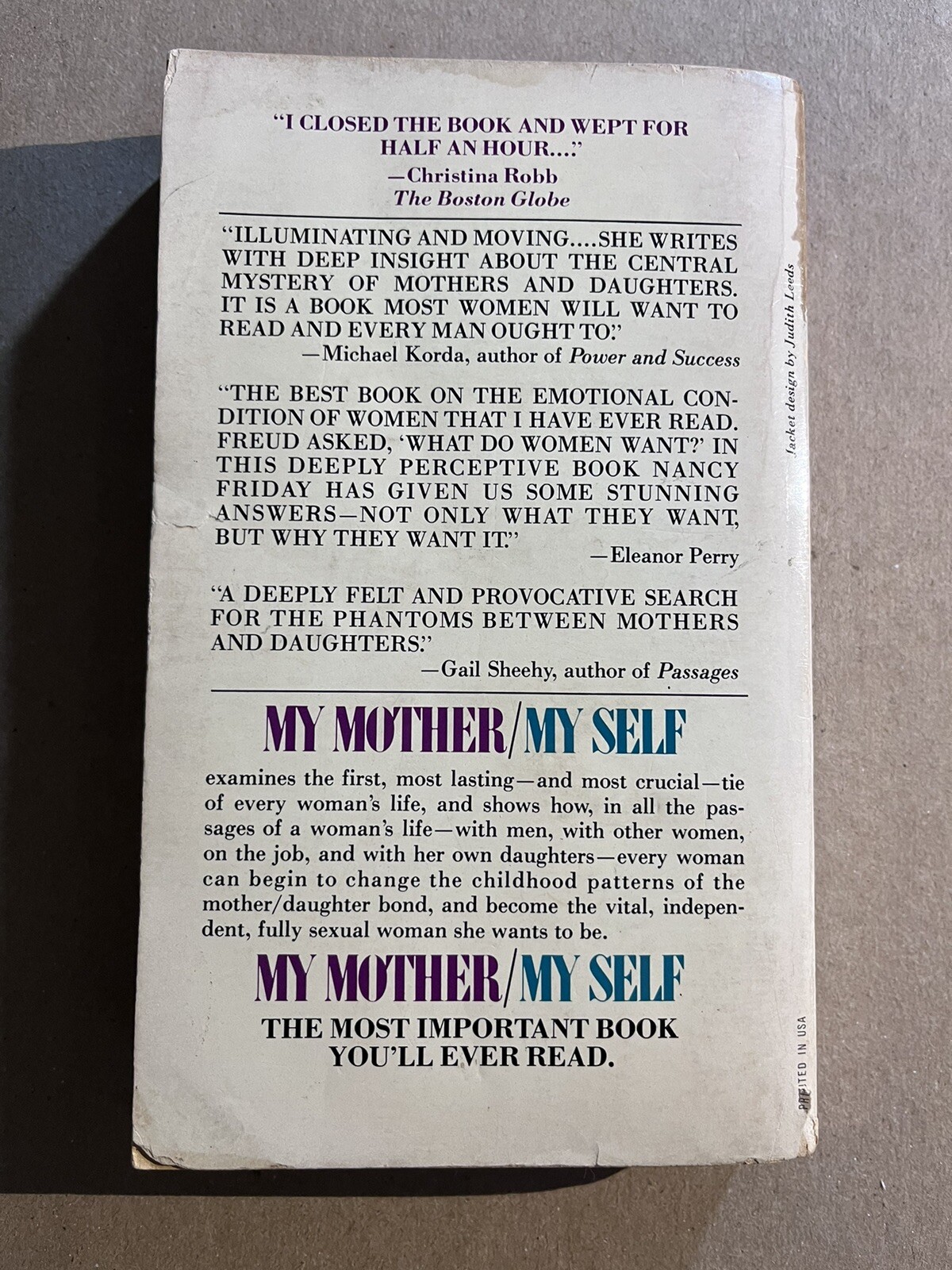 MY MOTHER MY SELF by Nancy Friday vintage 1978 Dell paperback PSYCHOLOGY