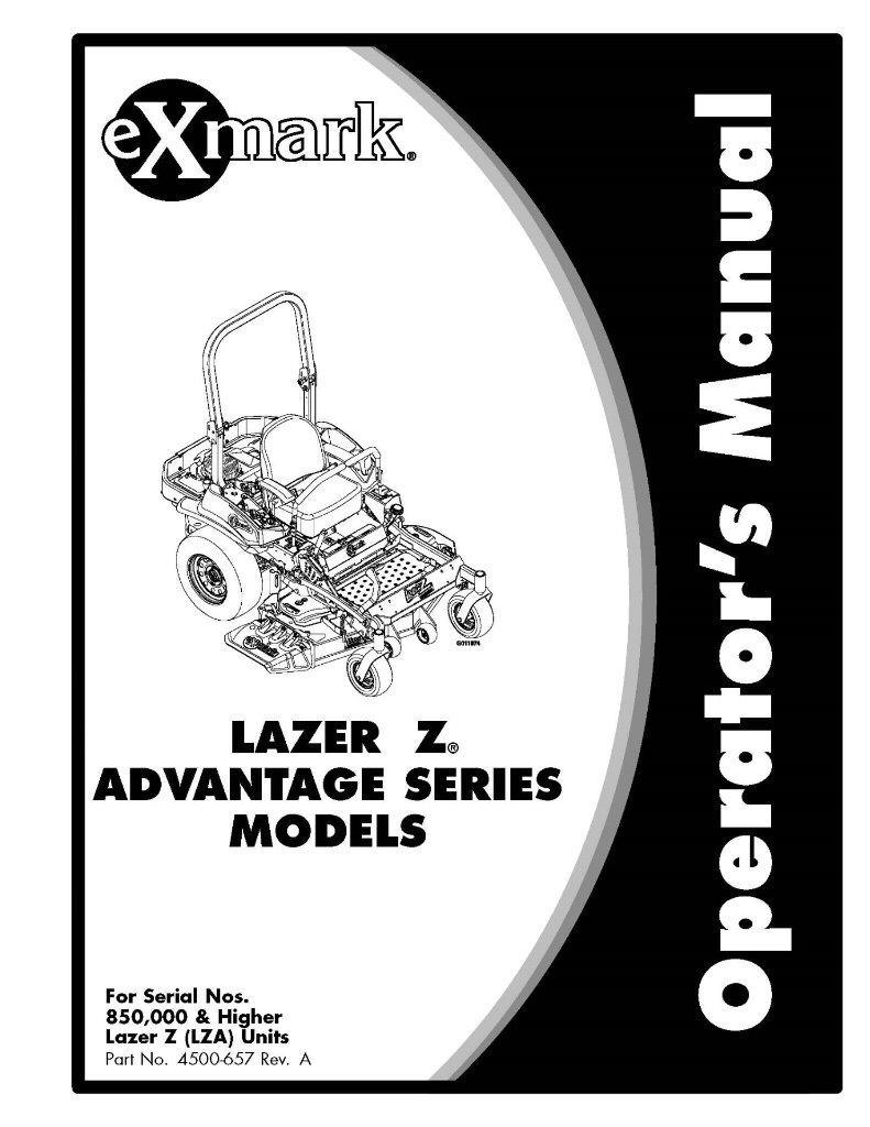 eXmark Next Lazer Z AS Operators Manual & Part List Diagram LZA20KAS484