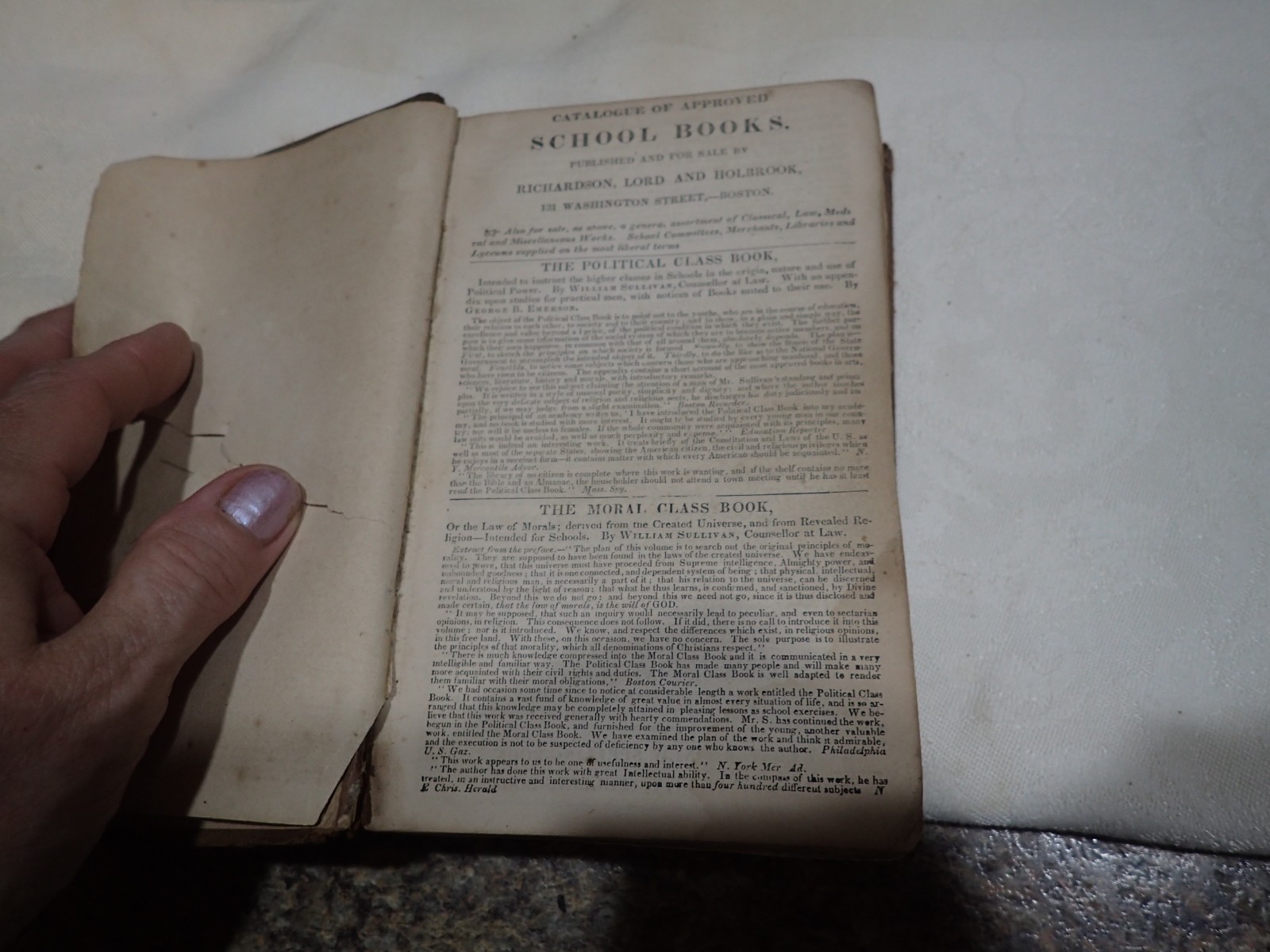 1800s Catalogue of Approved School Books Richardson Lord and Holbrook – moral