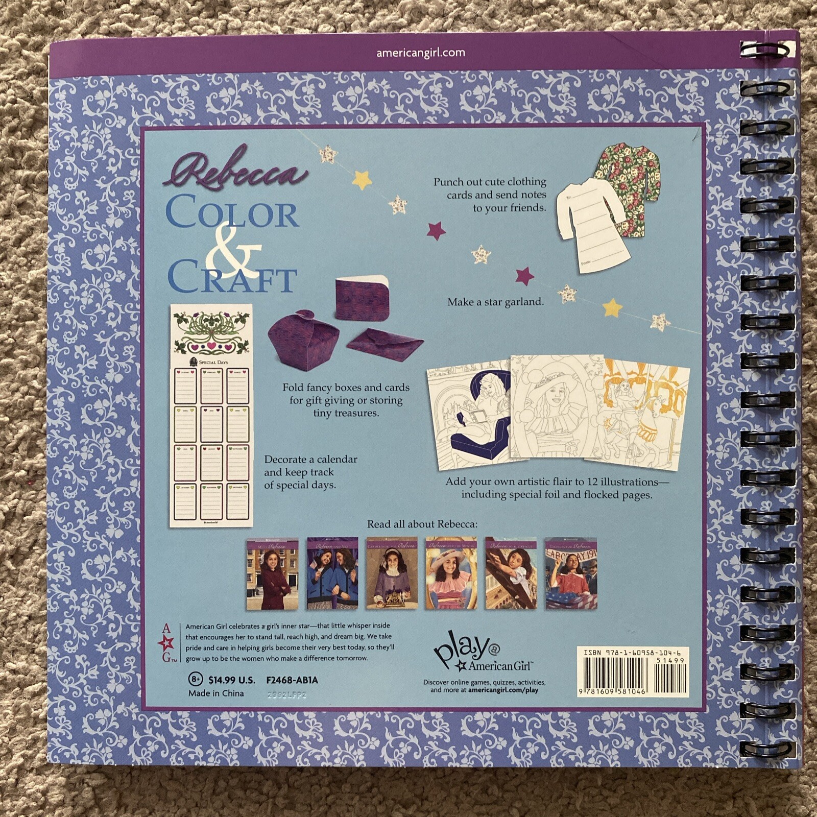 American Girl Rebecca Color & Craft Book New Make Fancy Boxes Star Garland