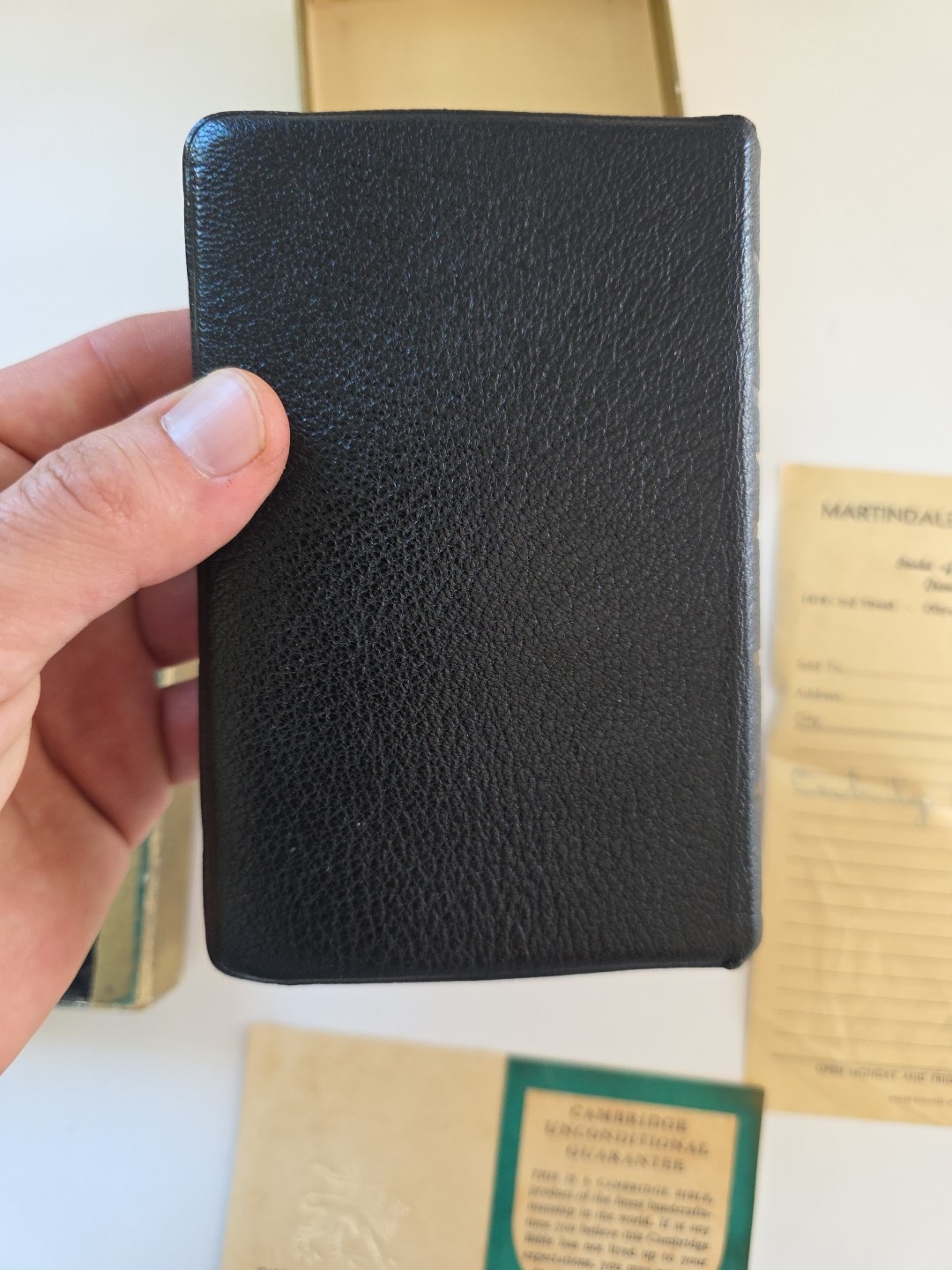 Vintage Cambridge Crystal Bible KJV Compact Superfine Black Morocco Leather