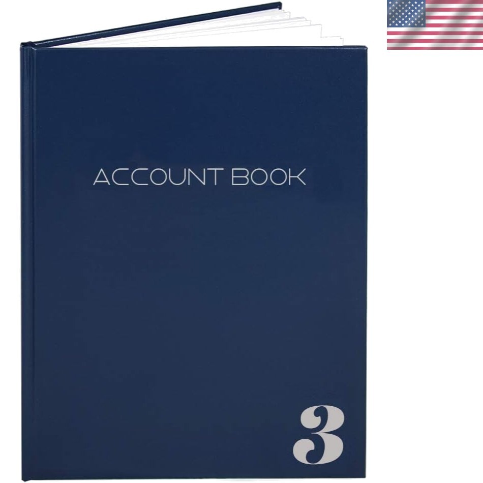 Elegant 3-Column Accounting Ledger – 100 Pages, Modern Design, Blue Hardbound