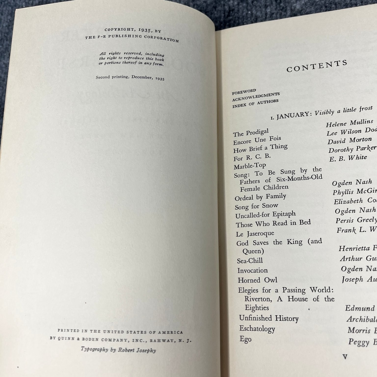 New Yorker Book of Verse Anthology 1935 Second Printing Poetry Harcourt Brace