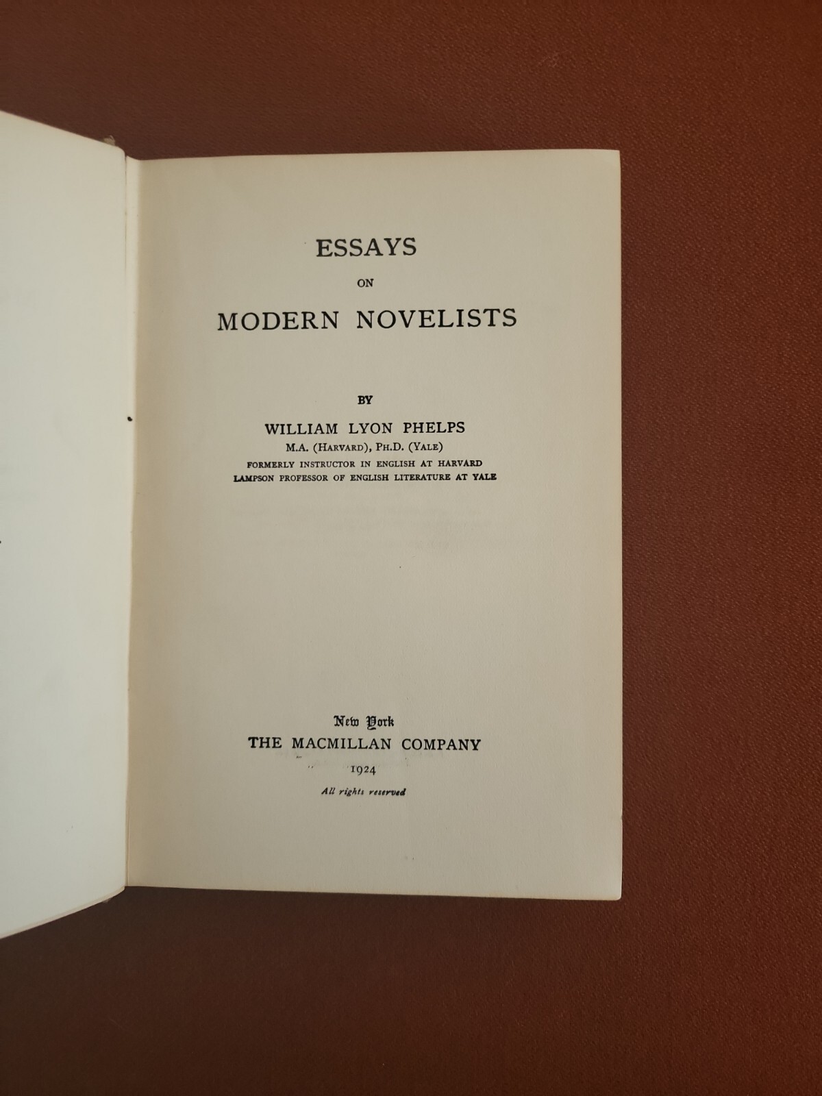 Essays on Modern Novelists by William Lyon Phelps Vintage HC