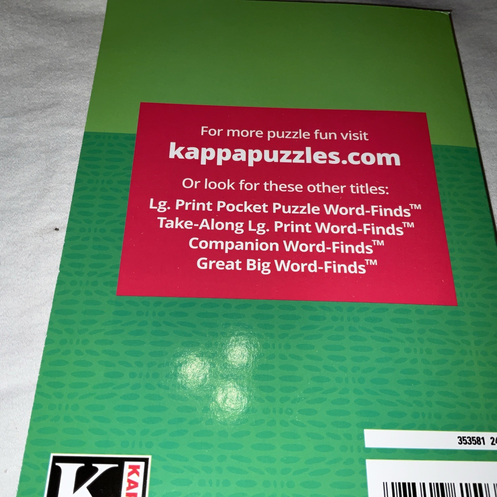 KAPPA Word-Find Pocket Puzzle Volume 252 Pages 129 W/ 58 Puzzles Large Print NEW