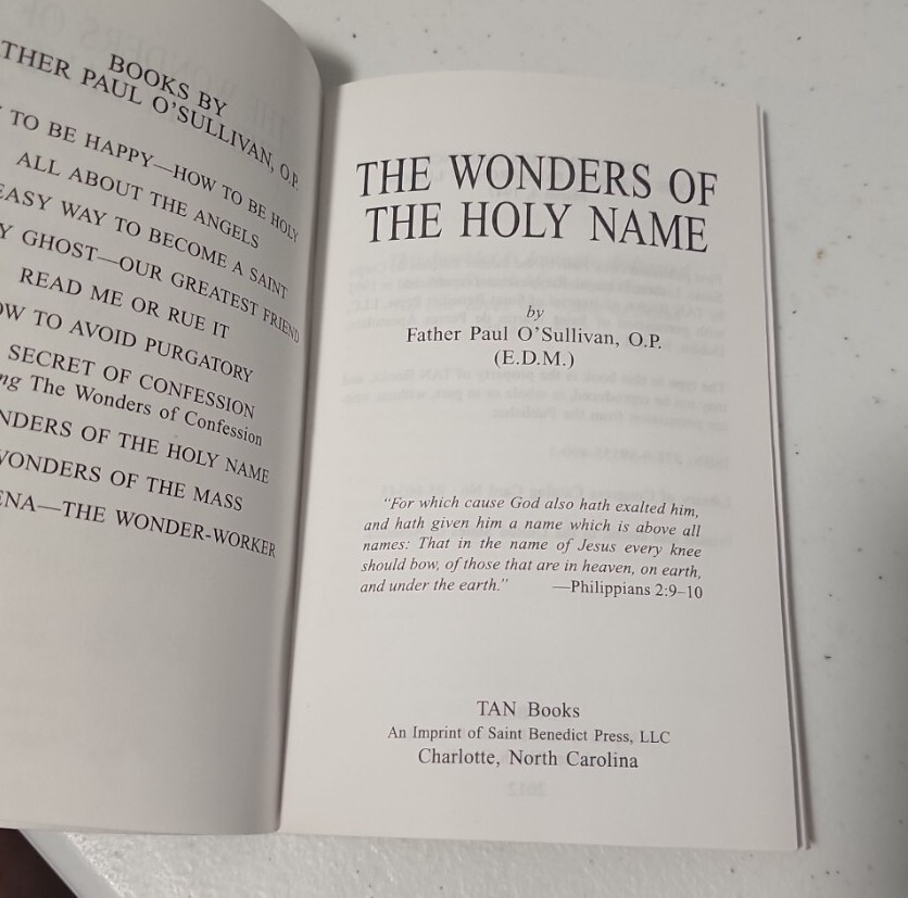 THE WONDERS OF HIS HOLY NAME Fr Paul O’Sullivan CATHOLIC Title Simplest secret