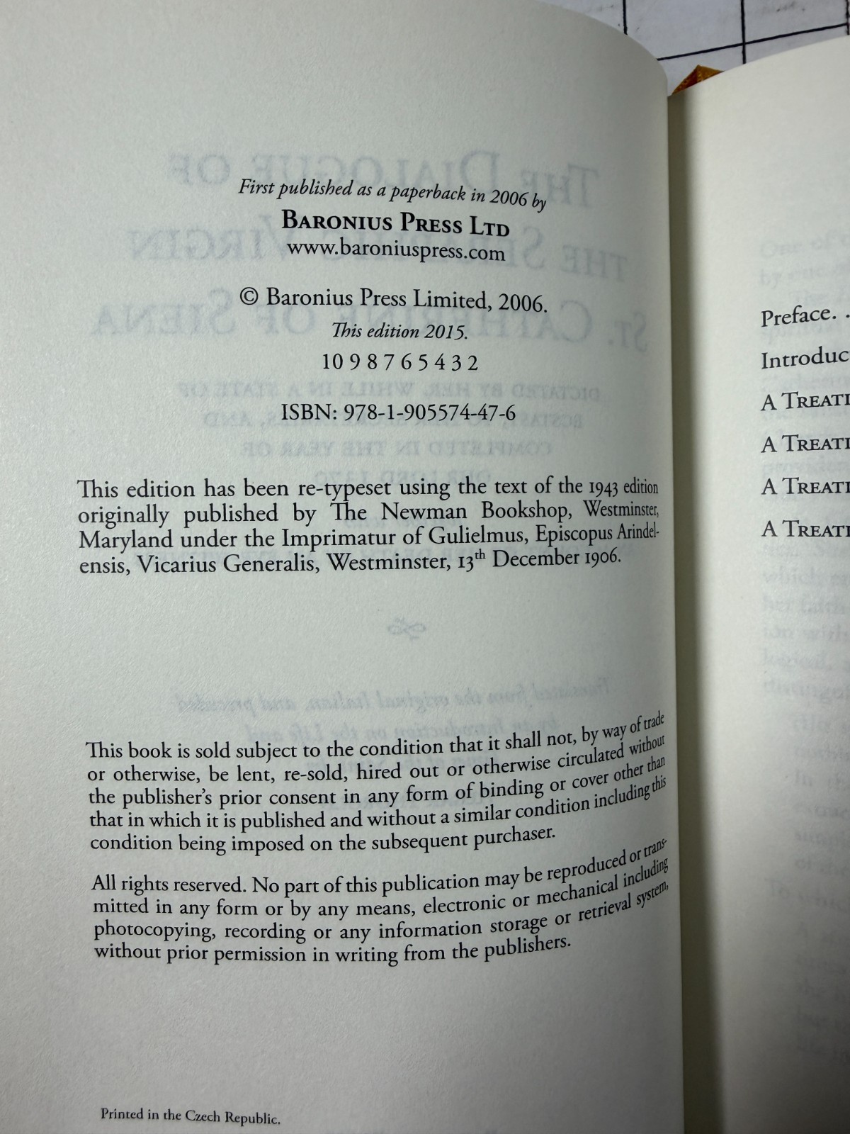 The Dialogue of the Seraphic Virgin St. Catherine of Siena 2015, HC Baronius