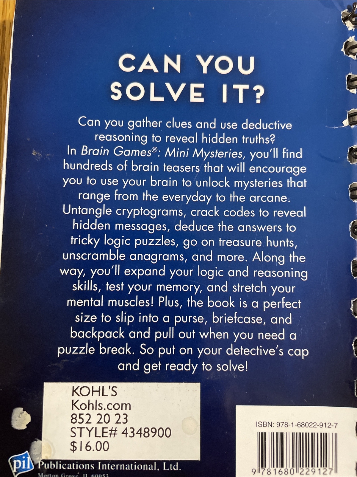 Brain Games Mini Mysteries Fun Take Along Puzzles Spiral 246 Pages