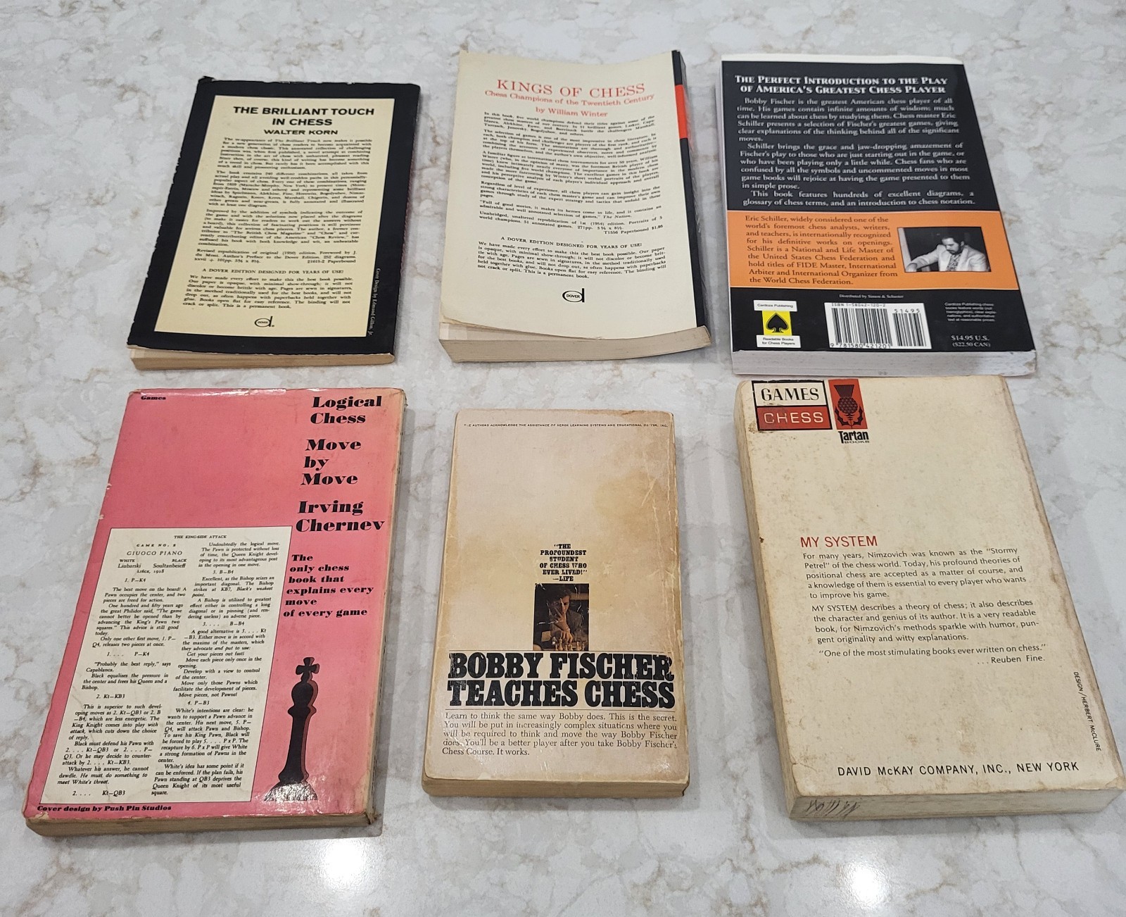 Tha Chess Book Collection Lot of 6 – Bobby Fischer, Irving Chernev, Nimzovich