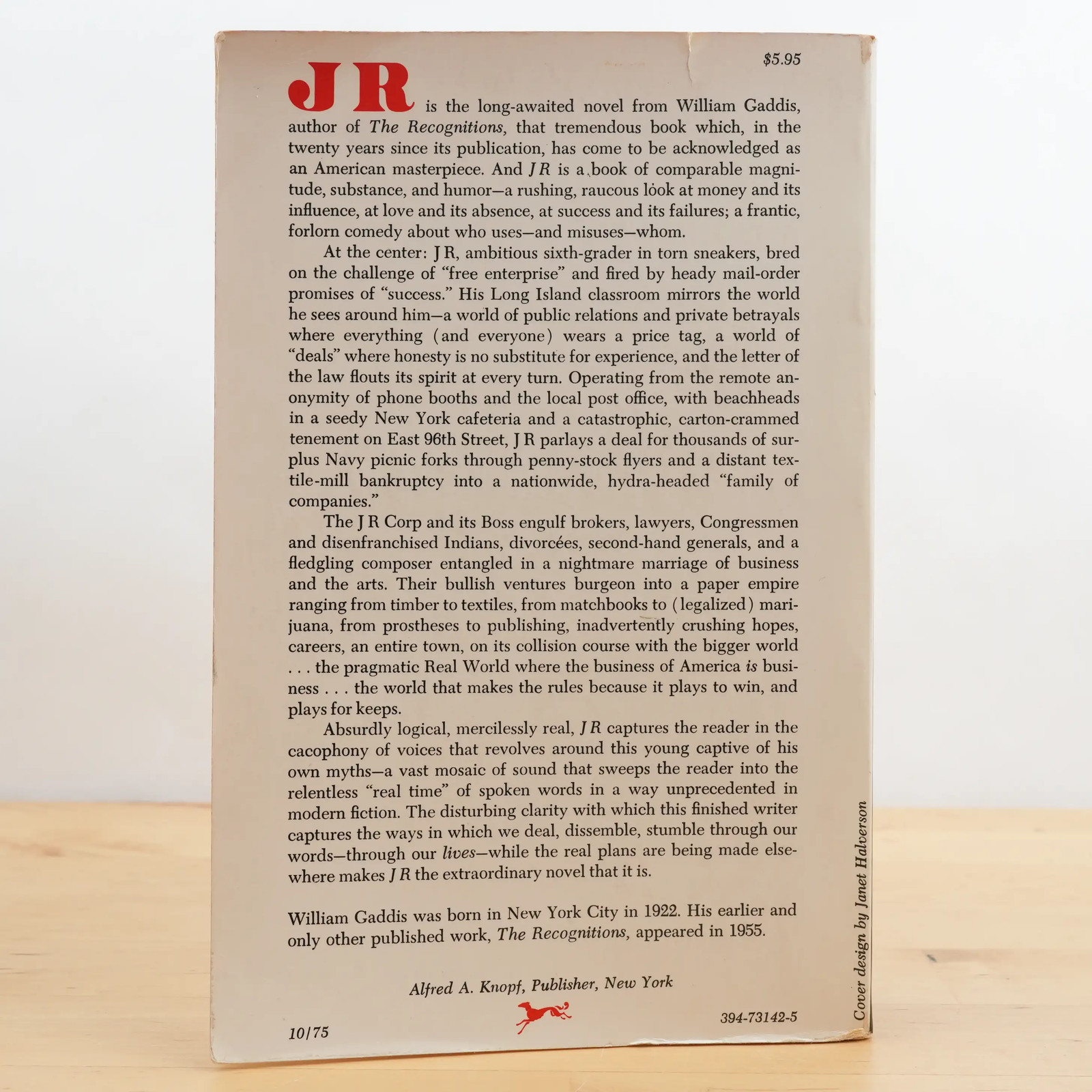 JR by William Gaddis (Borzoi Book, 1975) 1st TPB Vintage
