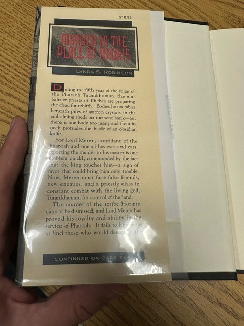 MURDER IN THE PLACE OF ANUBIS Signed by Lynda S. Robinson, 1st ed 1st ptg HCDJ