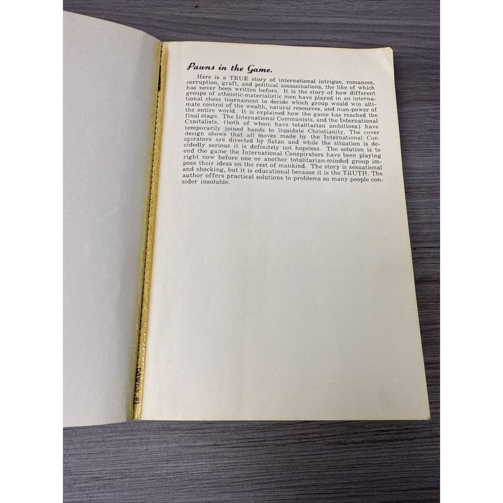 “Pawns In The Game” by William Guy Carr 1958 Rare Book Paperback