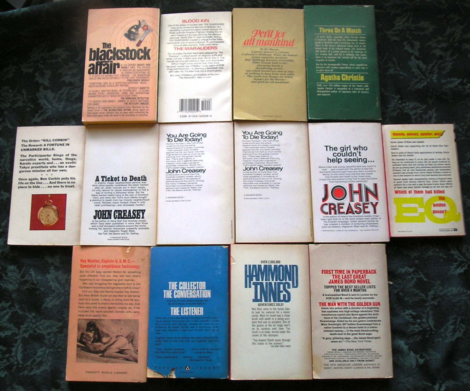 SPY PRIVATE EYE ESPIONAGE LOT – 14 PBs VG-Fine – Toff, James Bond, Ellery Queen