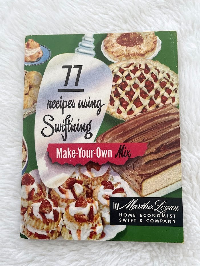 Martha Logan’s SWIFTNING Cookbook, 1950 Pocket Paperback 34 PAGES DESSERTS CAKE