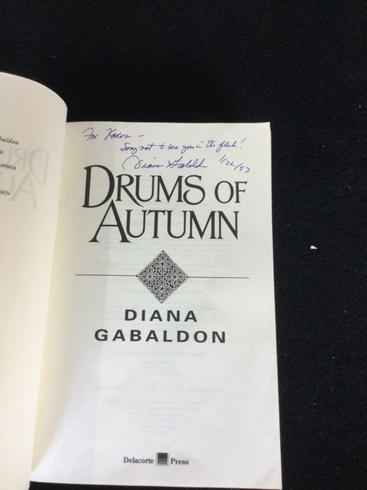 SIGNED-Drums of Autumn Diana Gabaldon 1st Edition 1997 Hardcover-Fmr. Library BK