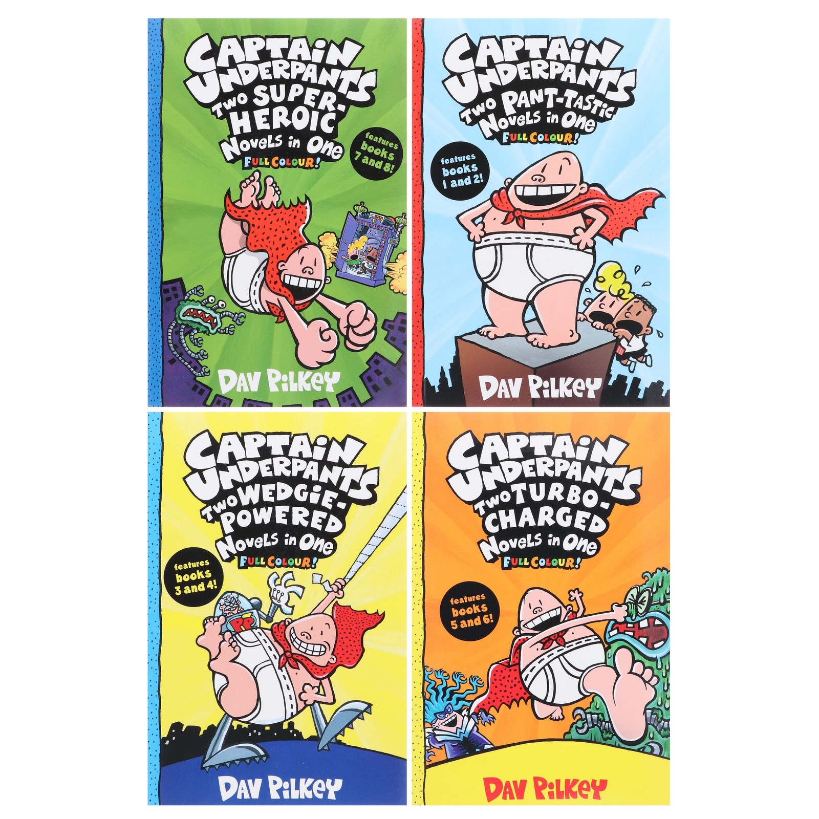 Captain Underpants Full Colour illustrated Series 4 Books Set – Ages 7-11 – PB