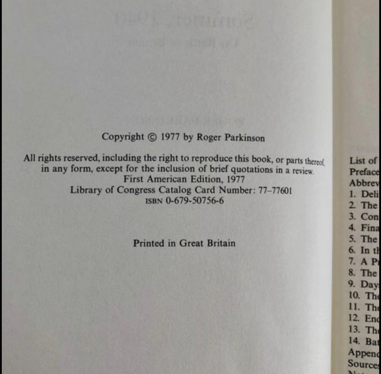 Summer of 1940 Battle of Britain Book HC DJ Parkinson 1977