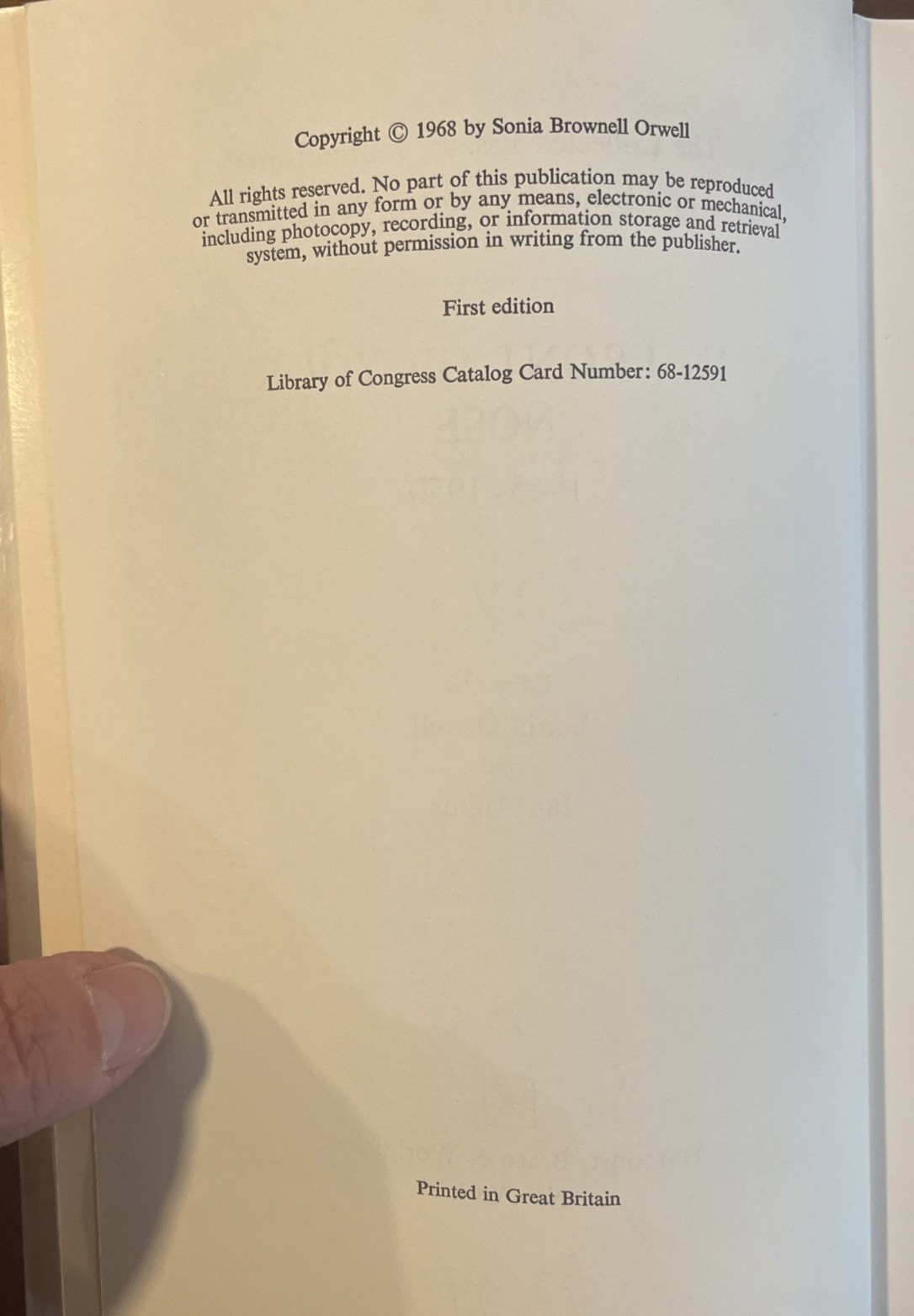 IN FRONT OF YOUR NOSE, 1945-1950 (FIRST EDITION WORKS OF George Orwell Hardback