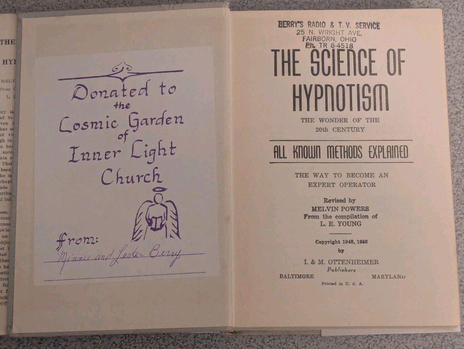 The Science of Hypnotism from Compilation L. E. Young 1953 Revised Melvin Powers