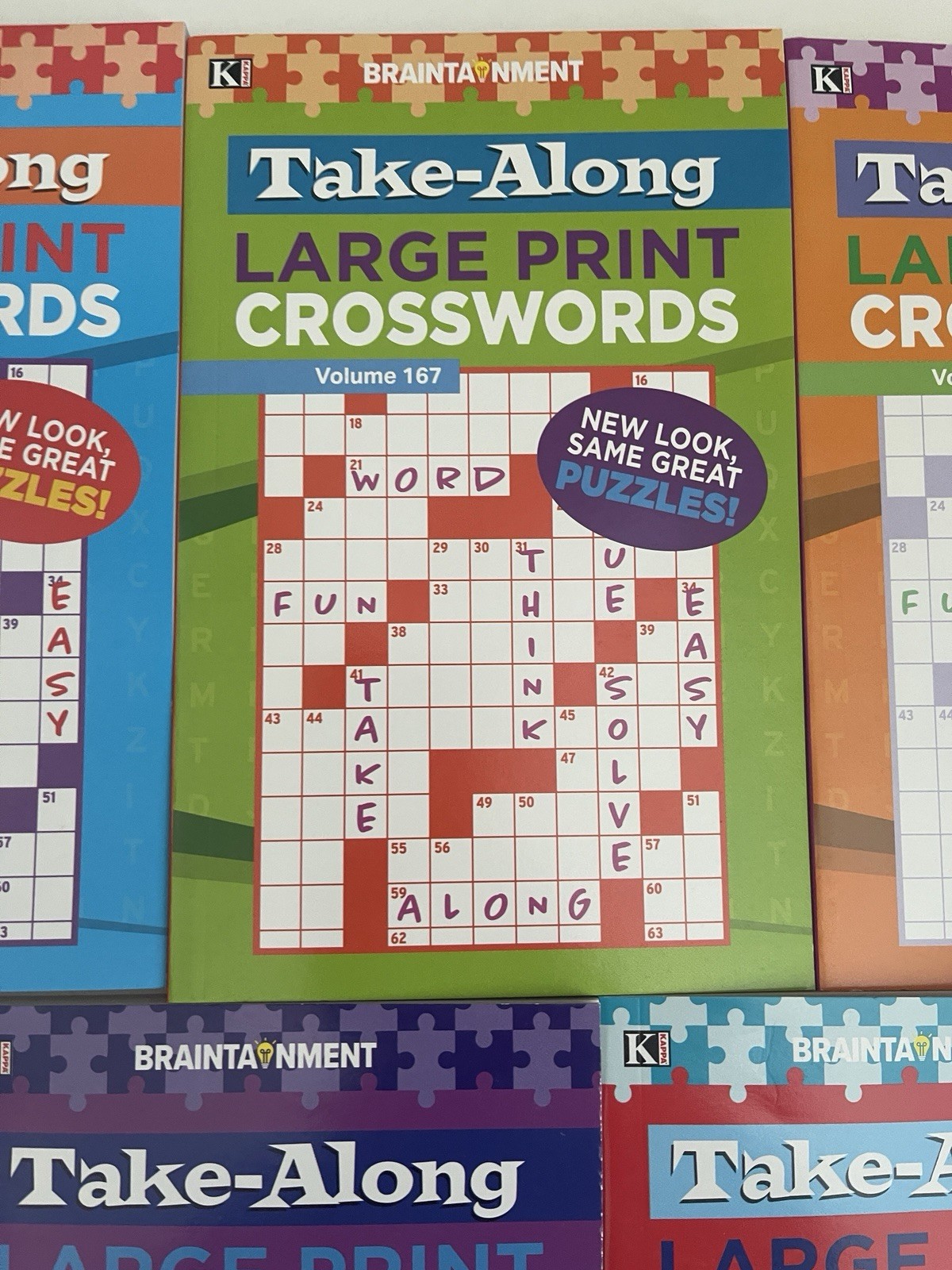 Lot 7 Kappa Take Along Large Print Crossword Books Braintainment NEW Free Ship