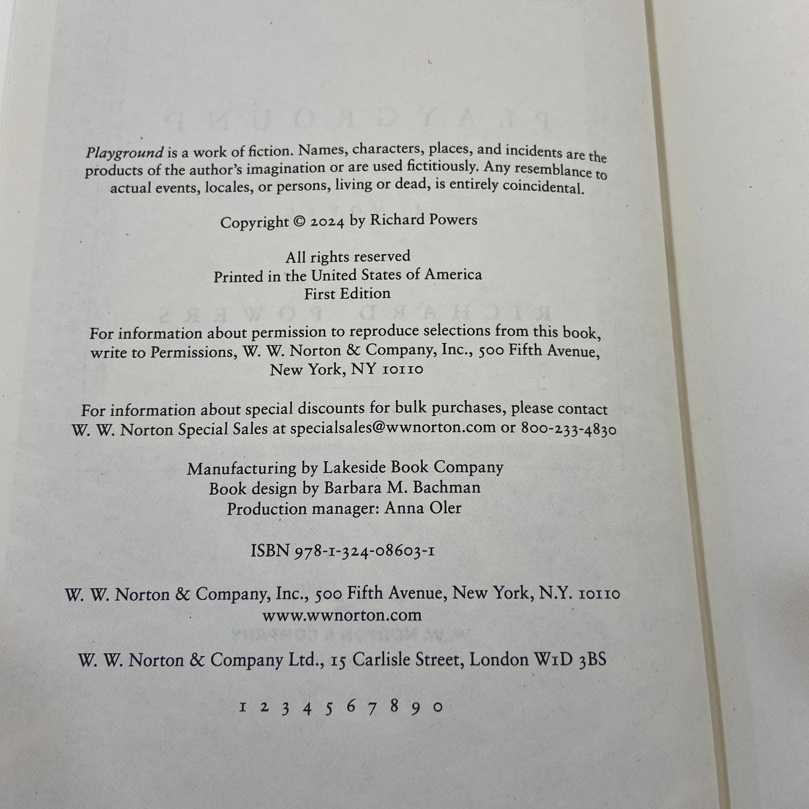 Playground A Novel Signed by Richard Powers 1st Edition 2024 HCDJ Norton & Co