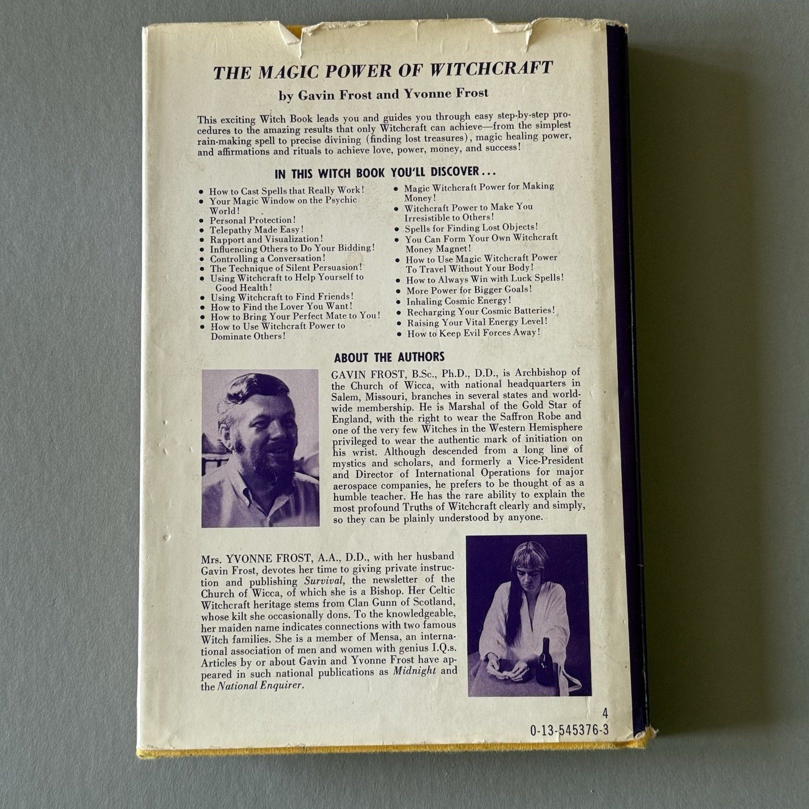 The Magic Power of Witchcraft By Gavin & Yvonne Frost HCDJ 1976 First Ed. 16th