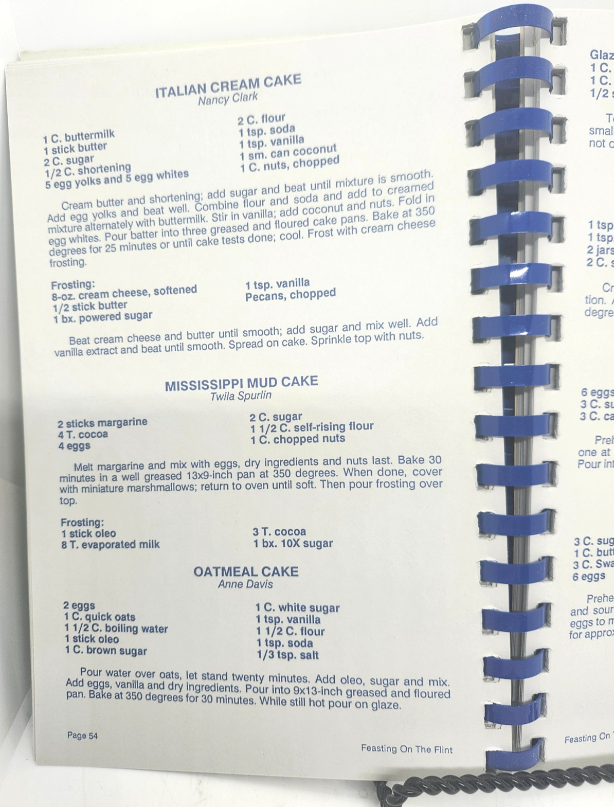 Feasting on the Flint Cookbook 150th Anniversary of Albany, GA 152 pages Spiral
