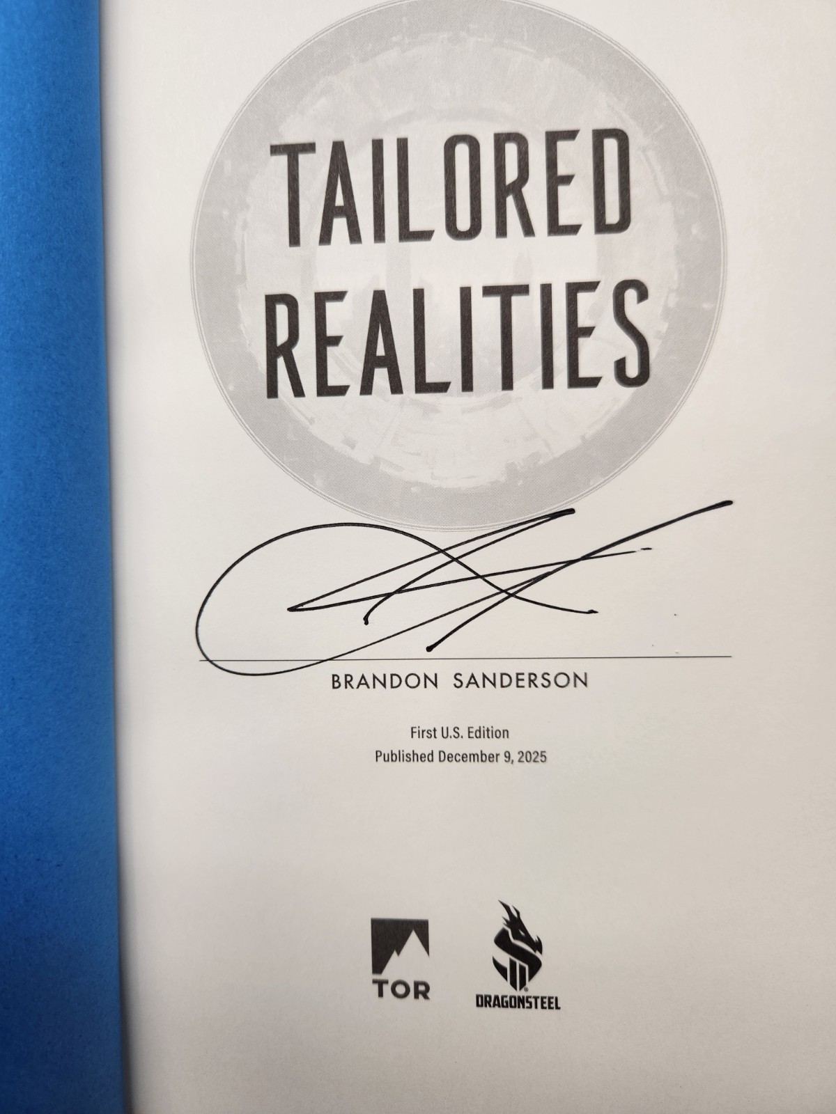 BRANDON SANDERSON SIGNED AUTOGRAPHED TAILORED REALITIES HARDCOVER BOOK 2025 NEW