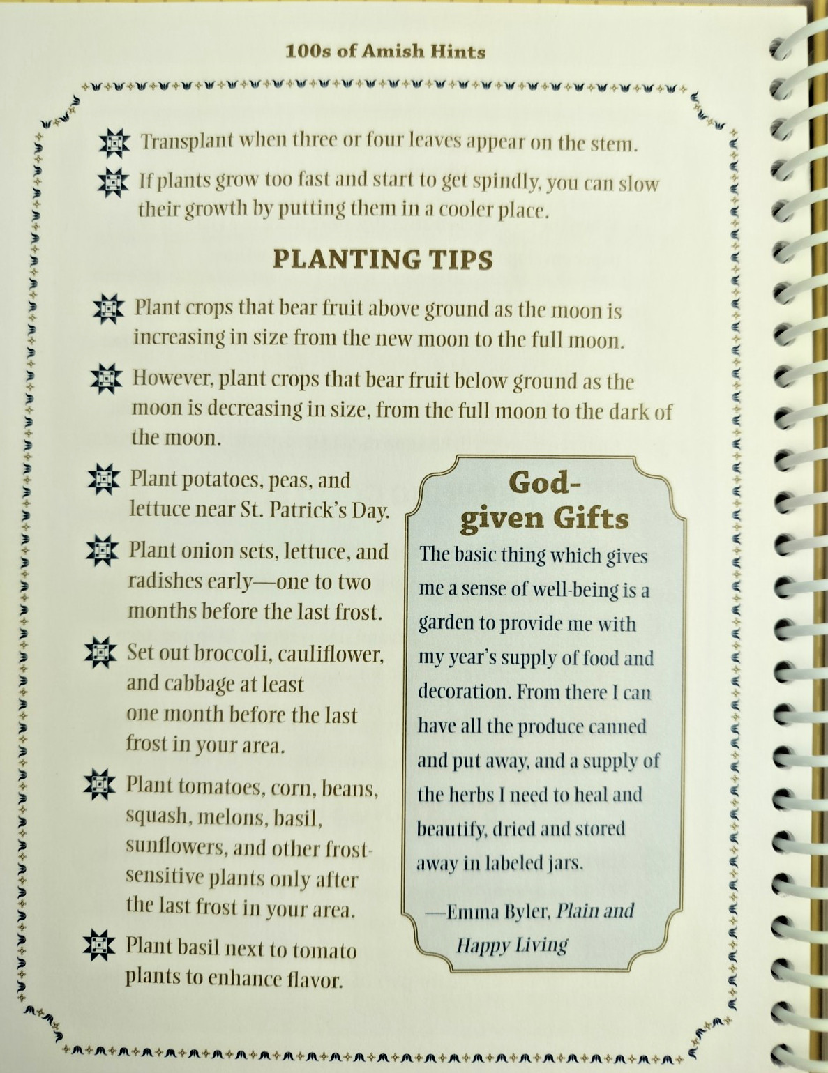 “100s of Amish Hints’ Hardback Spiral Bound Book~Duncan 2011