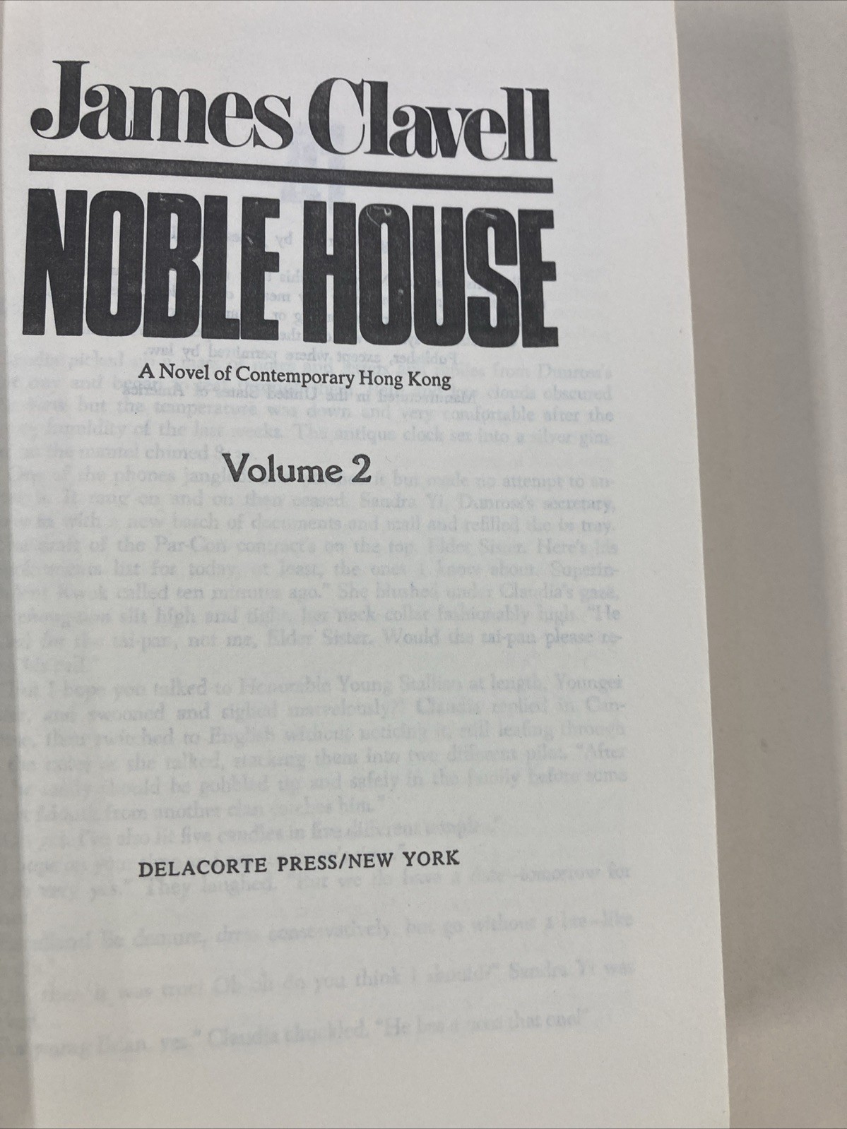 Noble House Volumes 1 and 2 HC DJ James Clavell 1981 Delacorte Press Very Good
