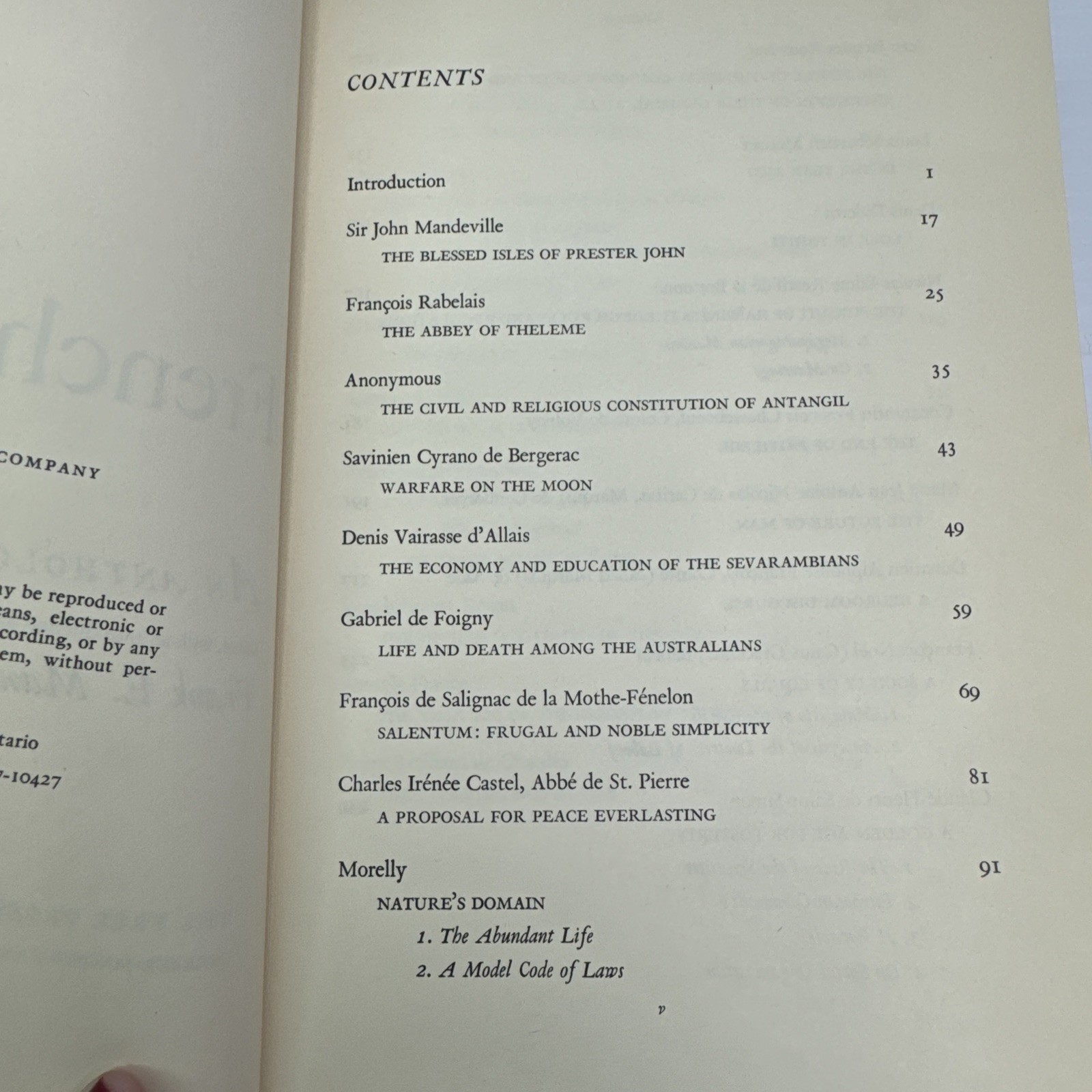 French Utopias An Anthology of Ideal Societies Hardcover 1966 The Free Press