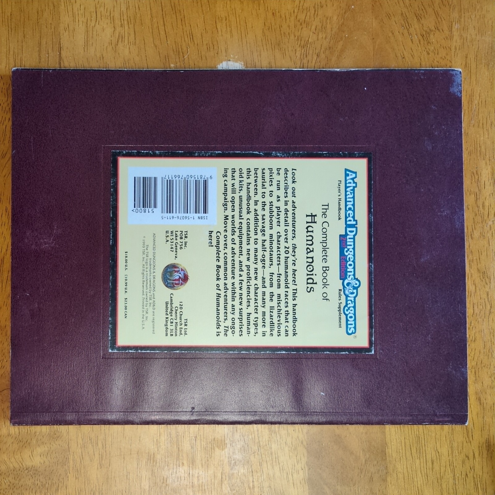 AD&D 2nd Edition Complete Book of Humanoids TSR 2135 Dungeons & Dragons