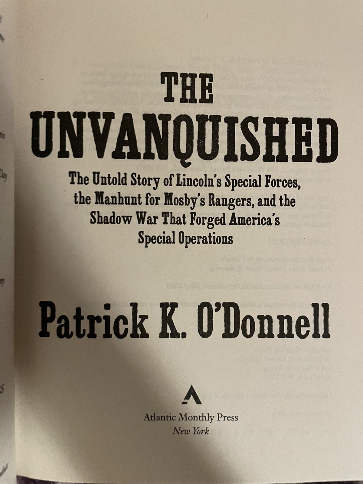 Unvanquished : The Untold Story of Lincoln’s Special Forces, Special Ops 2024