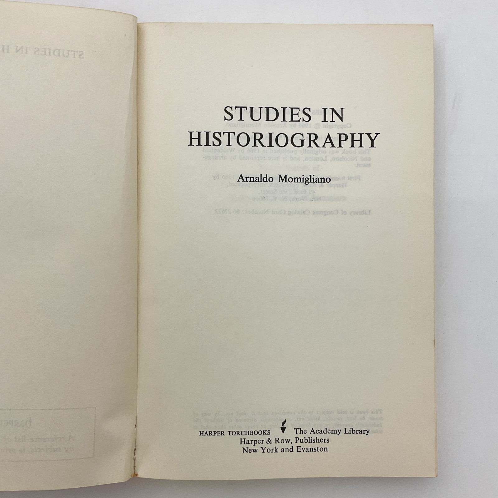 Studies in Historiography Academic Paperback Book A D Momigliano 1966