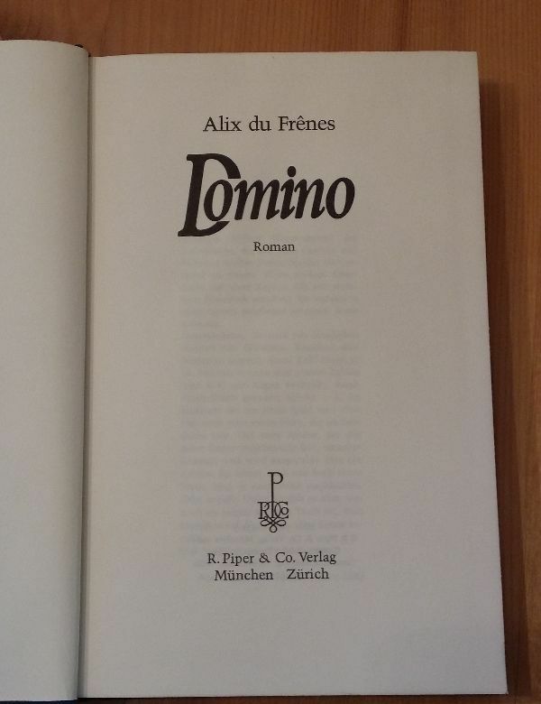 Domino Roman Alix du Frenes R. Piper & Co. Publisher Munich 1979 283 Pages
