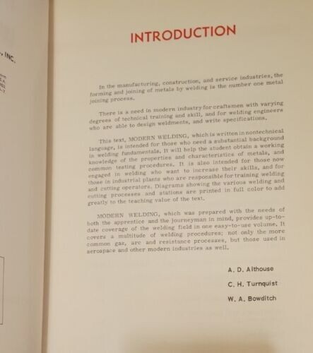 Modern Welding Complete Coverage of the Welding Field in One… Althouse 1976