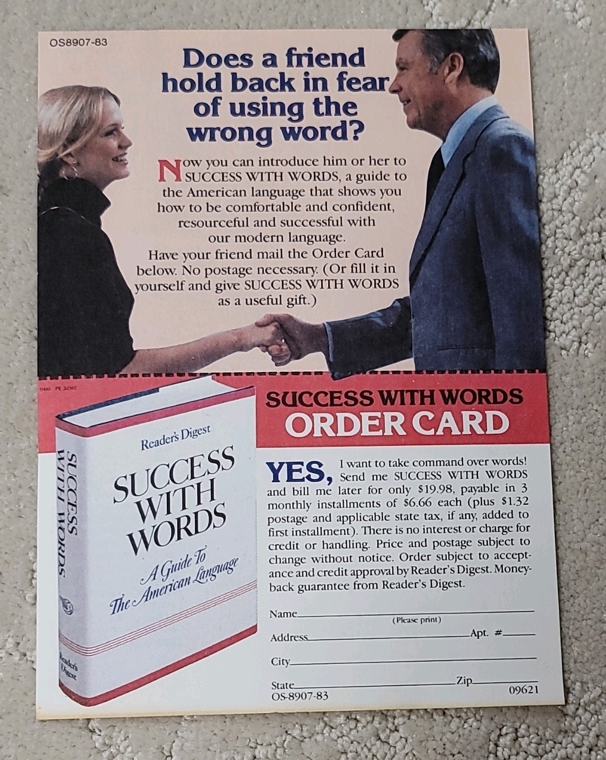 Reader’s Digest Success With Words Hardcover 1983 English Usage Dust Jacket