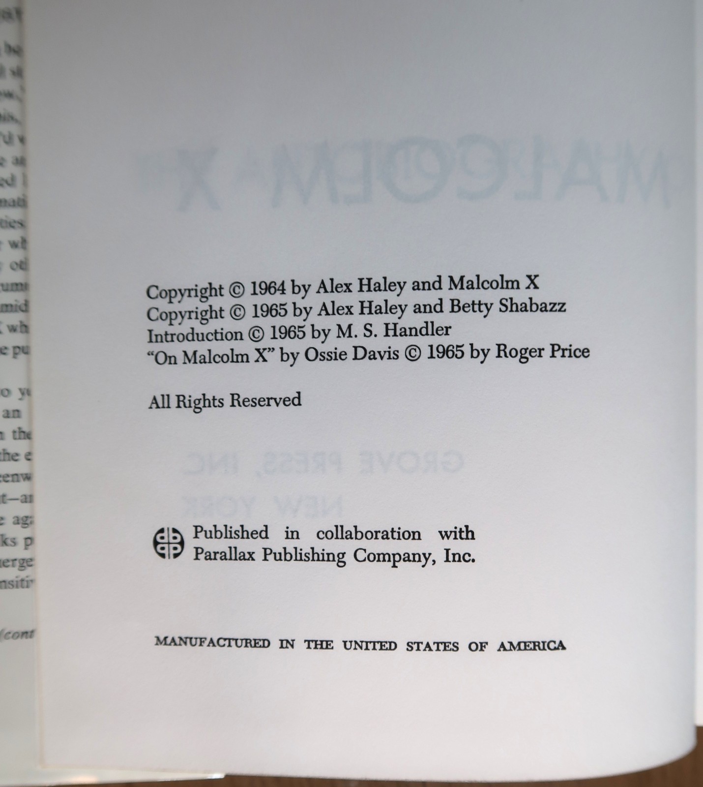 The Autobiography of Malcolm X (As told to Alex Haley) HC/DJ 1965 BCE