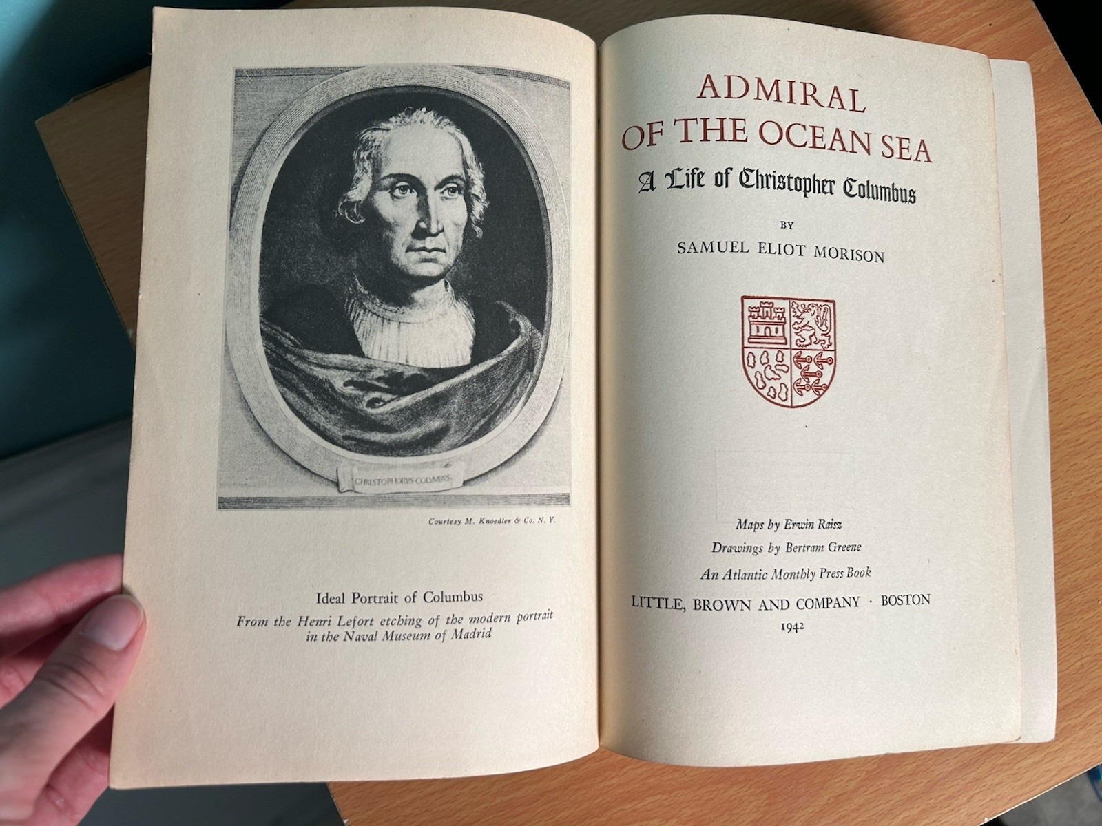 Admiral Of The Ocean Sea by Samuel Eliot Morison ~ Hardcover First Edition 1942