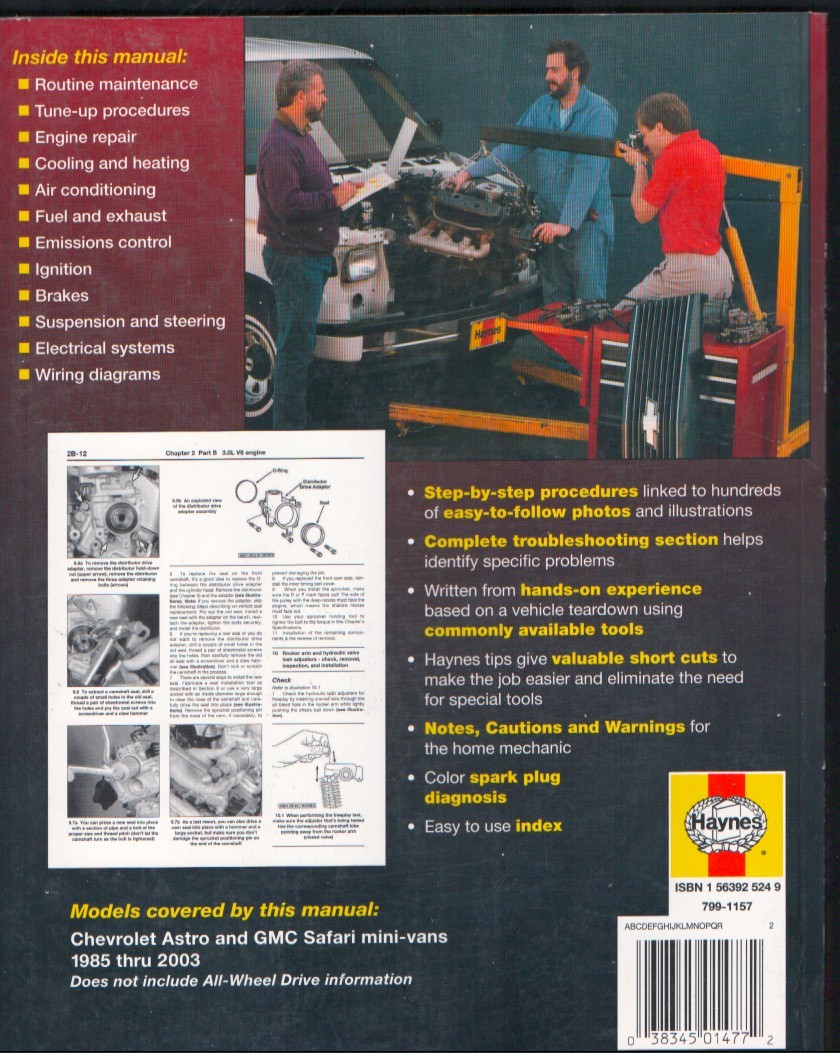 Haynes Repair Manual Chevrolet Astro GMC Safari 1985-2003 MN3075