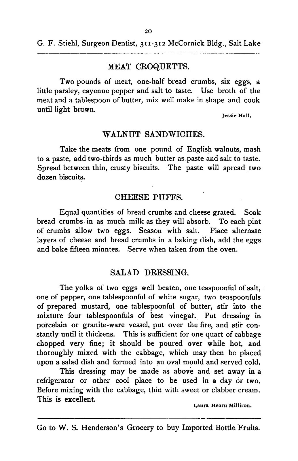 1905 Practical High Altitude Vintage Cook Book 75 Pages