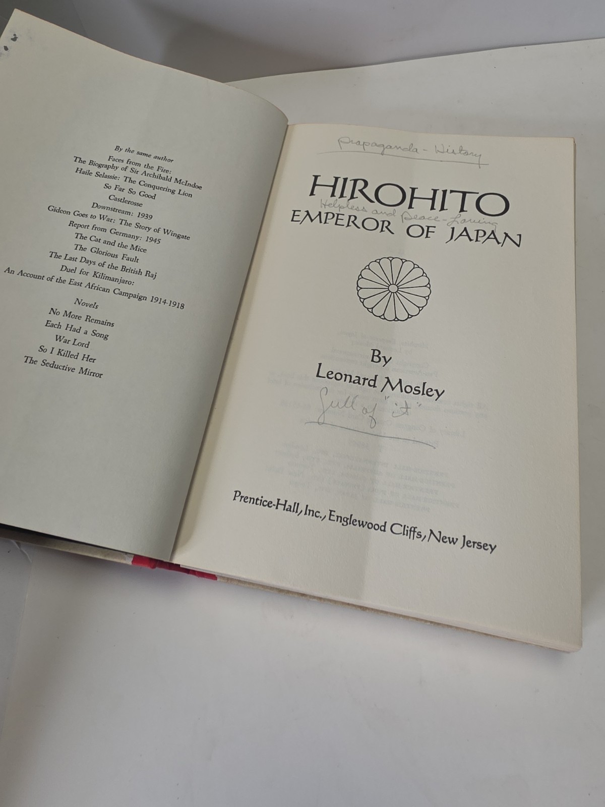 Hirohito : Emperor of Japan by Leonard Mosley, 1966, Hardcover