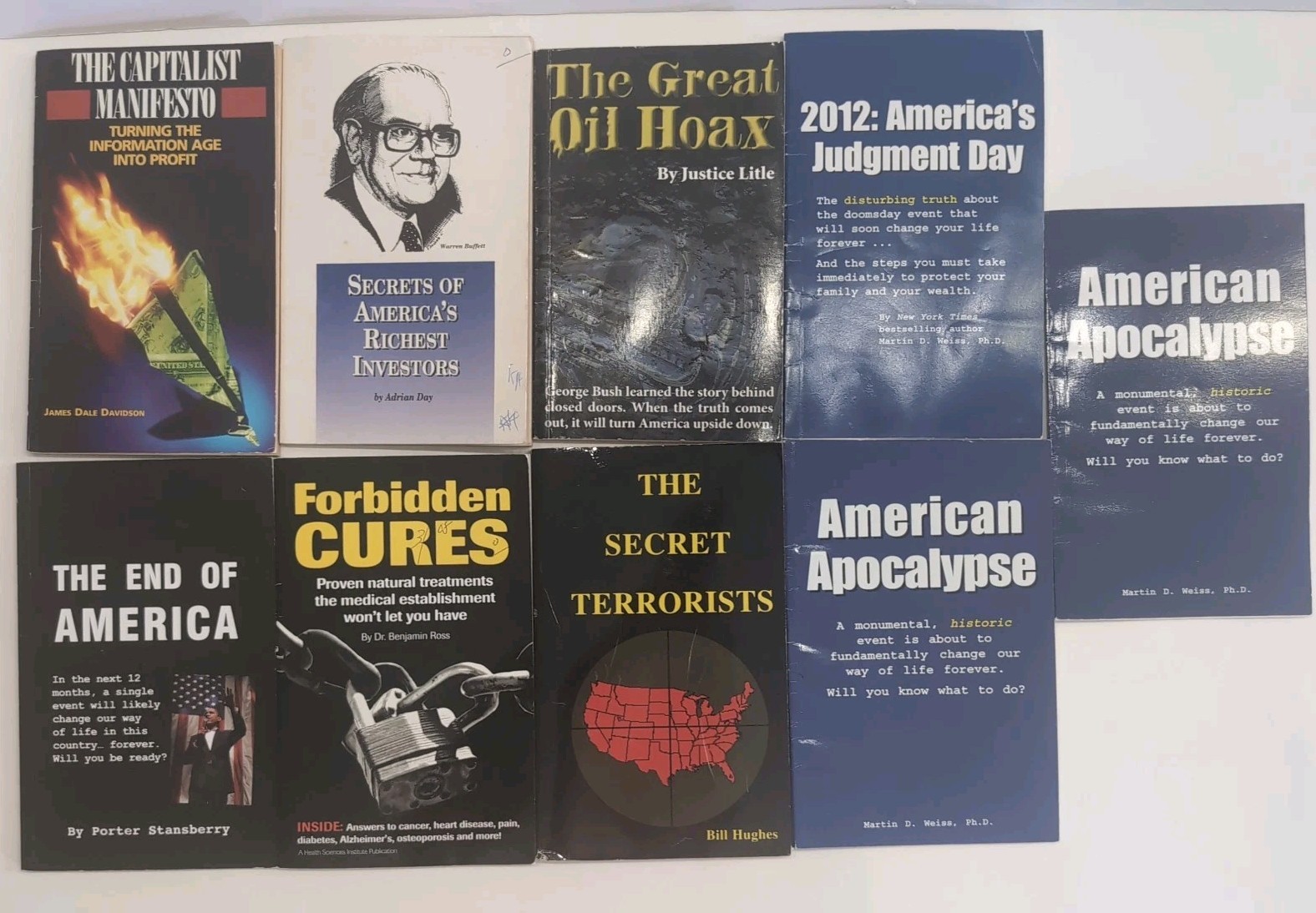 Conspiracy Book Lot Vintage Paperbacks Financial Wall Street Forbidden Cures (9)