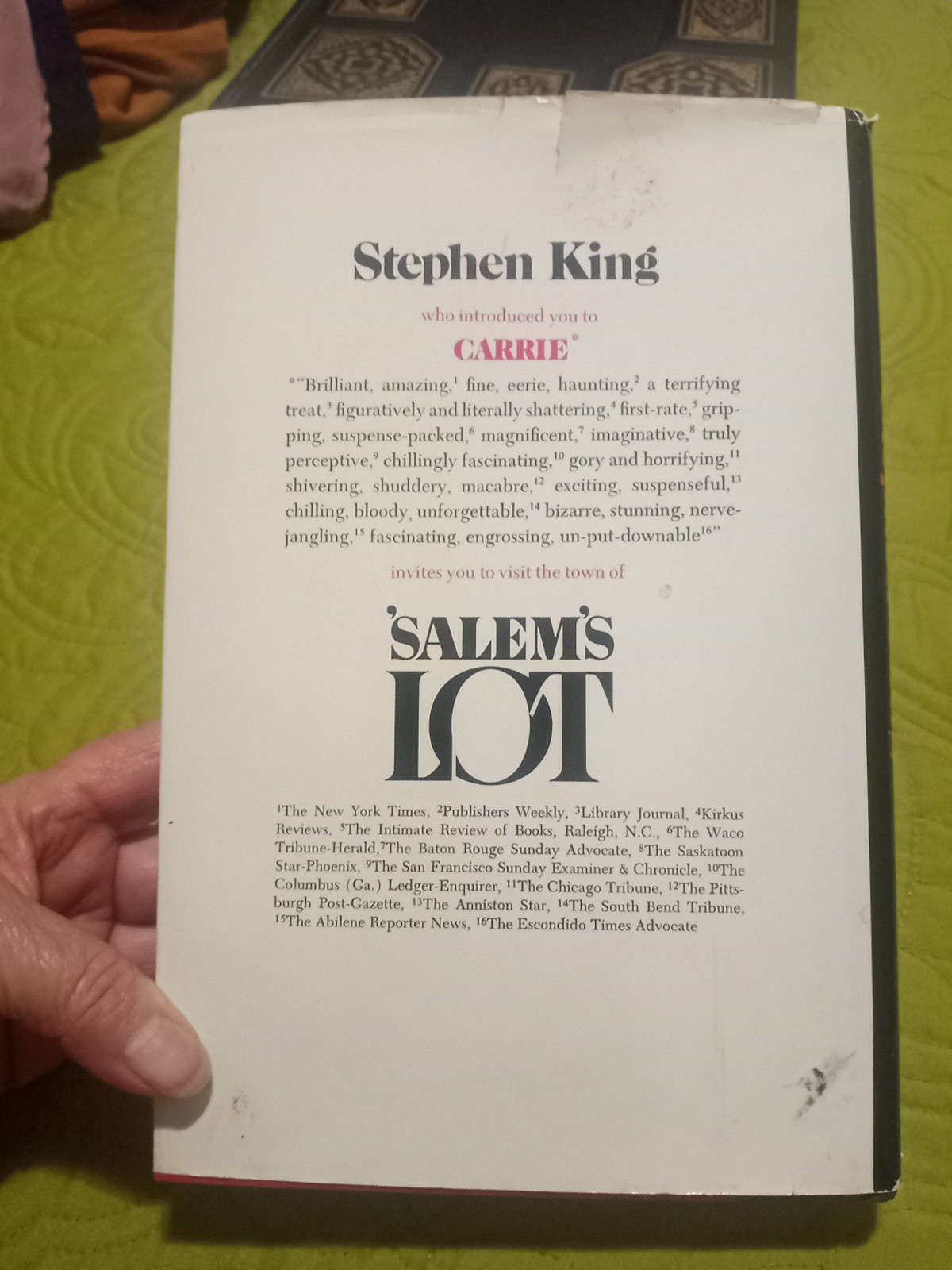 Vintage Salem’s Lot by Stephen King Hardcover Book 1975 Dust Jacket
