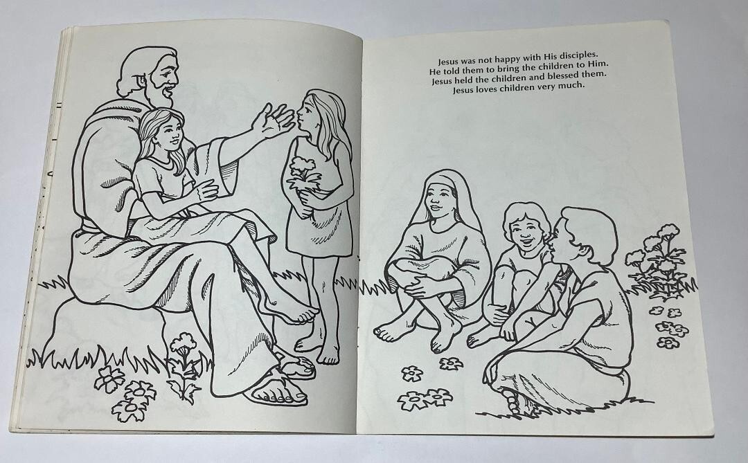Vintage Life of Jesus Bible Story Coloring Book Warner Press 1988