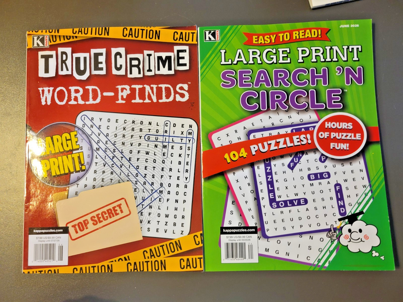 Lot of 2 Word-Search Large Print Puzzle Books-Kappa True Crime & Search & Circle