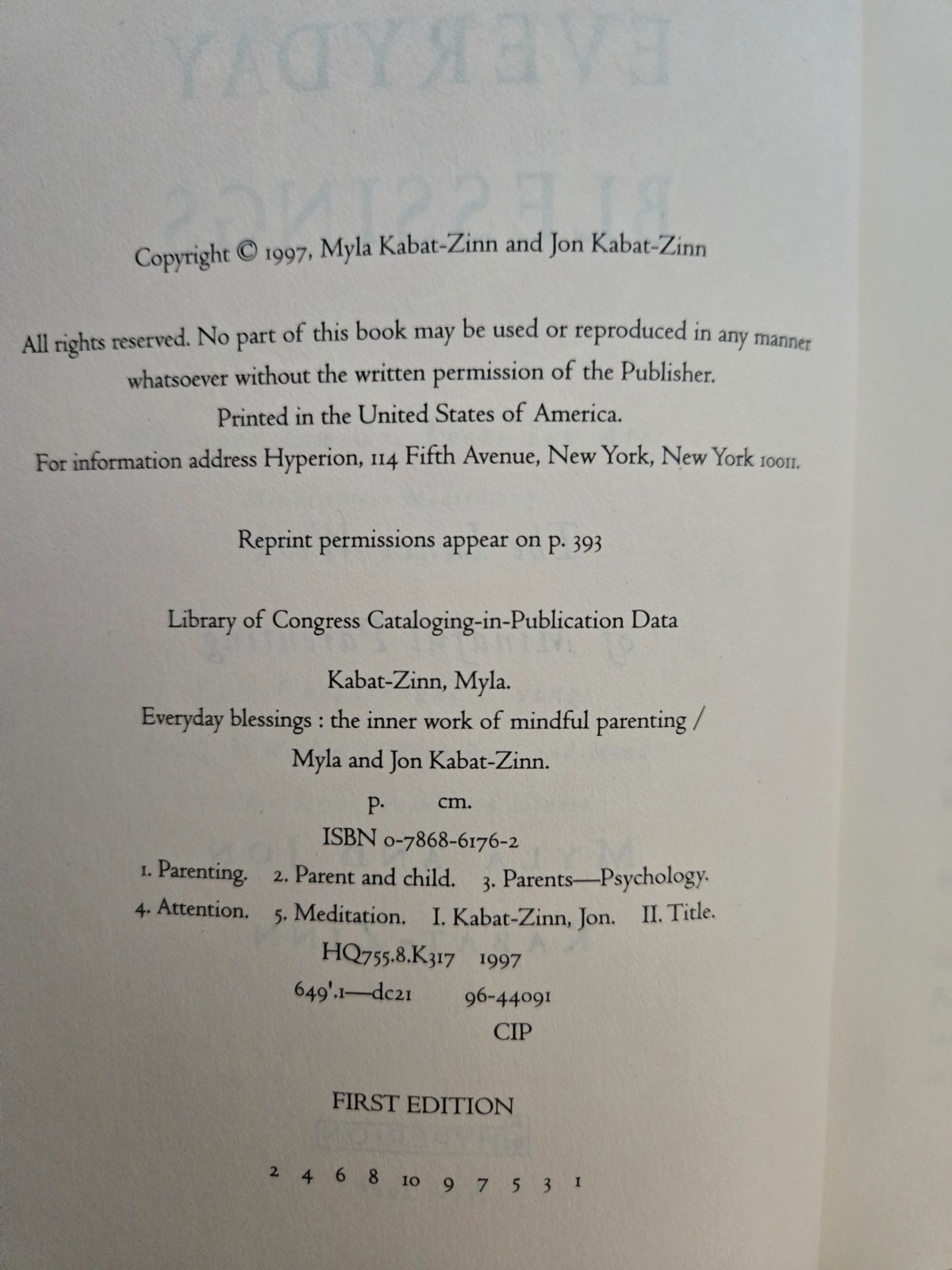 Everyday Blessings by Myla Kabat-Zinn & Jon Kabat-Zinn SIGNED 1997 1st Ed. HC