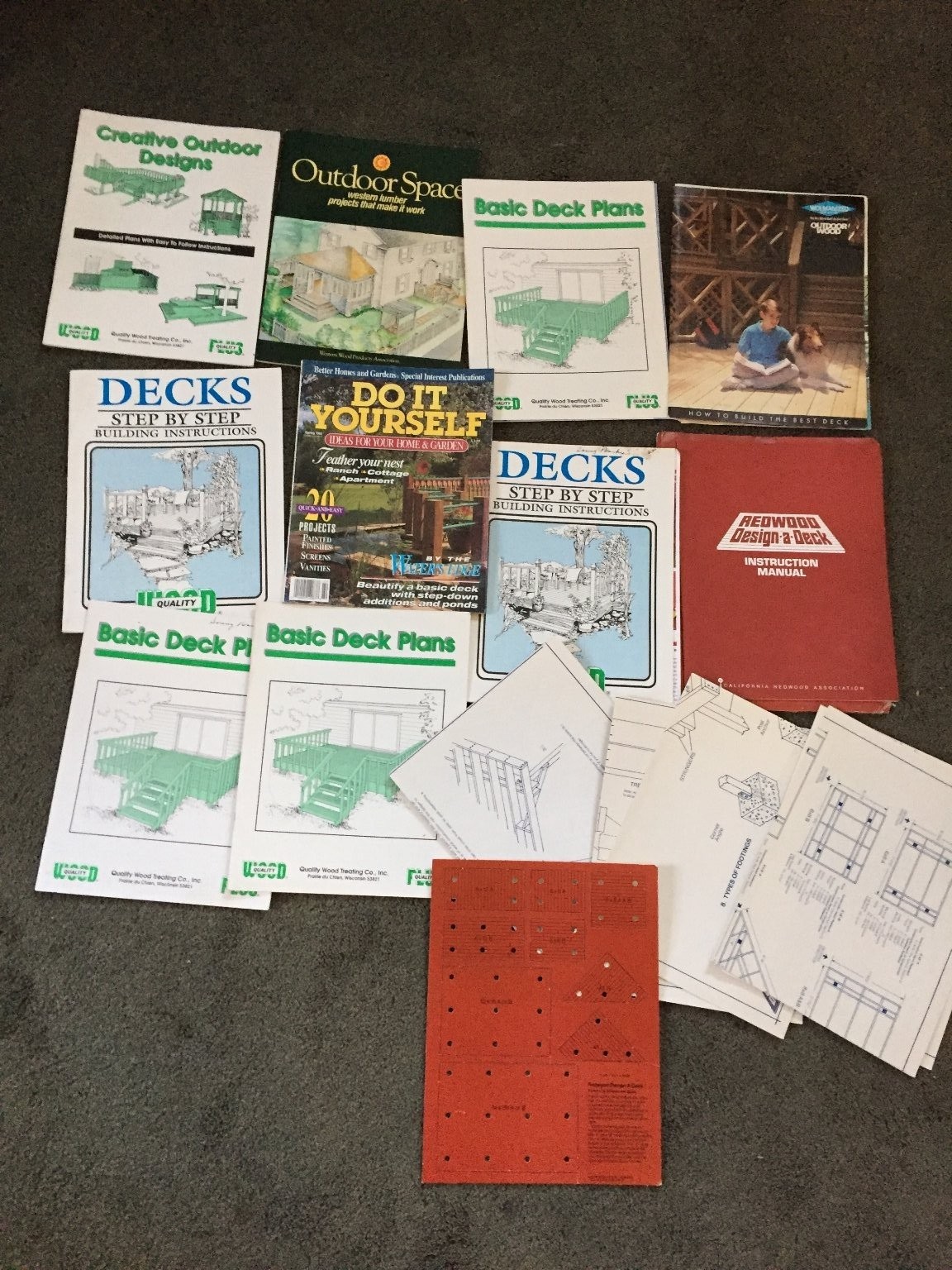 Deck Building Plans Manuals DIY Redwood Outdoor Design Construction Lot
